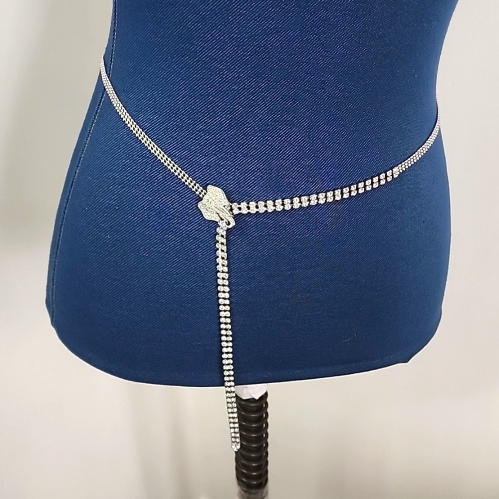 Crystal Rhinestone Chain Style Belt with Elephant Head